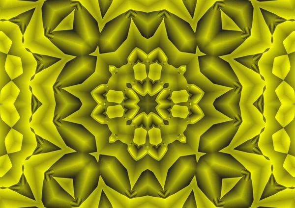 Dijital illüstrasyon, geometrik soyut renkli kaleydoskop simetrik desen ve gradyan etkisi. Klasik güzel dekoratif arkaplan