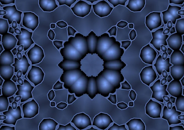 デジタルイラスト グラデーション効果を持つ幾何学的な抽象的なカラフルな万華鏡対称パターン ヴィンテージ美しい装飾青の背景 — ストック写真