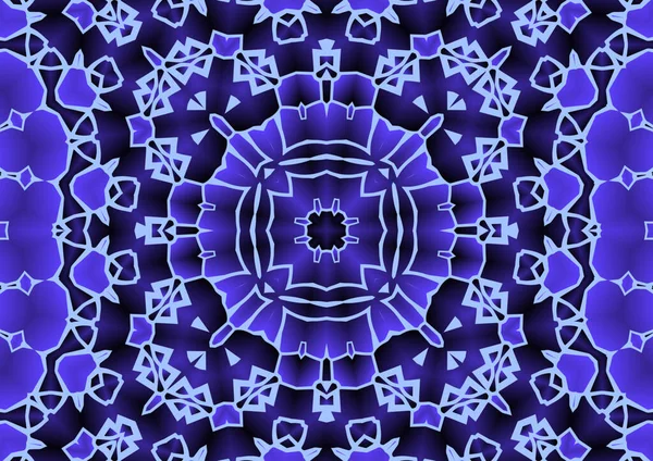 Digitale Illustration Geometrische Abstrakte Bunte Kaleidoskop Symmetrische Muster Mit Gradienten — Stockfoto