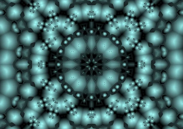 Ilustración Digital Caleidoscopio Colorido Abstracto Geométrico Patrón Simétrico Con Efecto —  Fotos de Stock