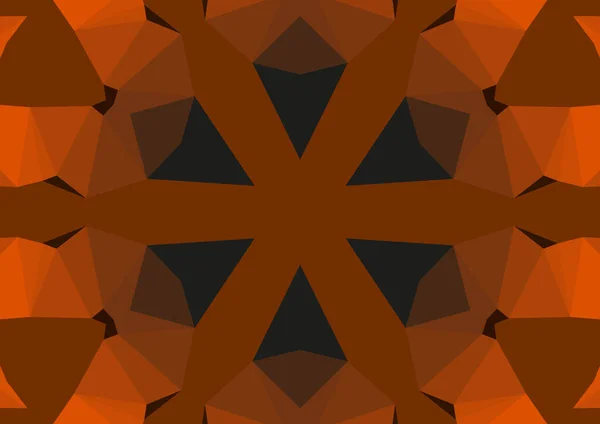 Vintage decorative orange background with geometric abstract kaleidoscopic symmetrical pattern