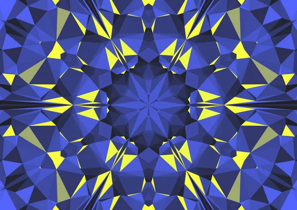 Vintage decorative blue background with geometric abstract kaleidoscopic symmetrical pattern