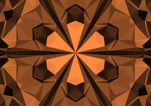 Vintage decorative orange background with geometric abstract kaleidoscopic symmetrical pattern