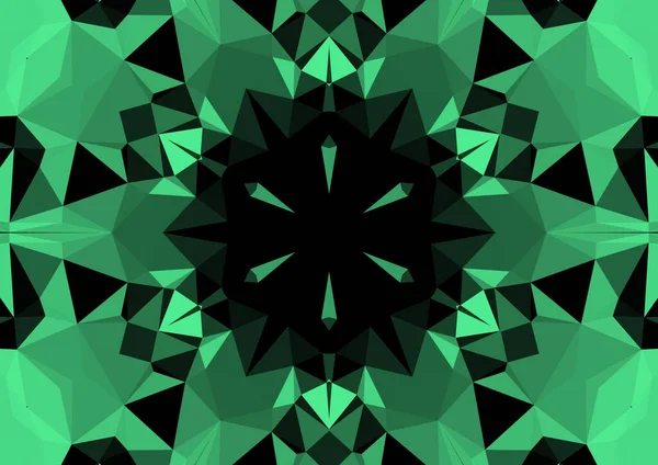 Vintage Dekorativen Grünen Hintergrund Mit Geometrischen Abstrakten Kaleidoskopischen Symmetrischen Muster — Stockfoto