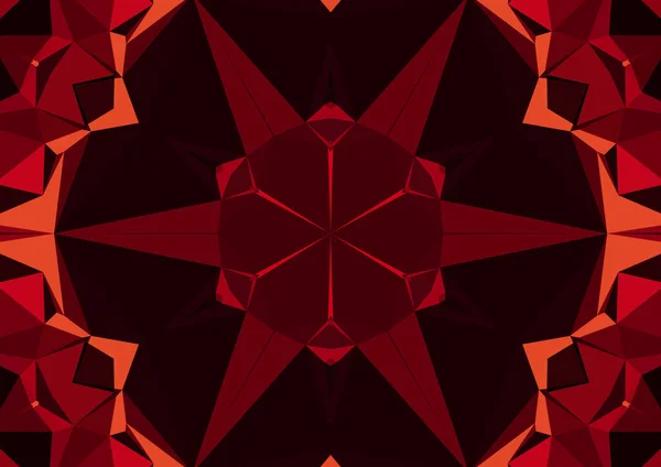 Vintage Decorative Red Background Geometric Abstract Kaleidoscopic Symmetrical Pattern — Stock Photo, Image