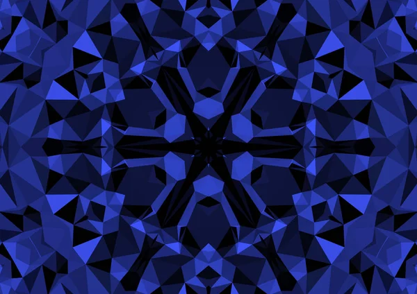 Ročník Dekorativní Modré Pozadí Geometrickým Abstraktním Kaleidoskopickým Symetrickým Vzorem — Stock fotografie