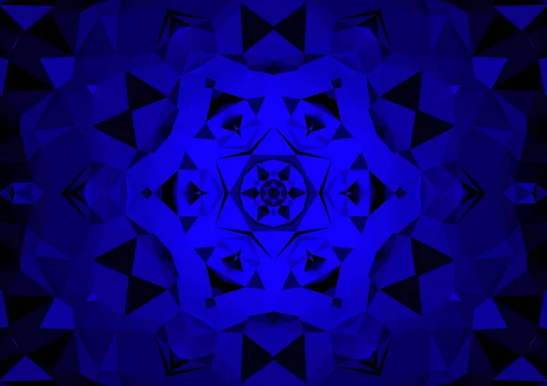 Vintage Dekorativen Blauen Hintergrund Mit Geometrischen Abstrakten Kaleidoskopischen Symmetrischen Muster — Stockfoto