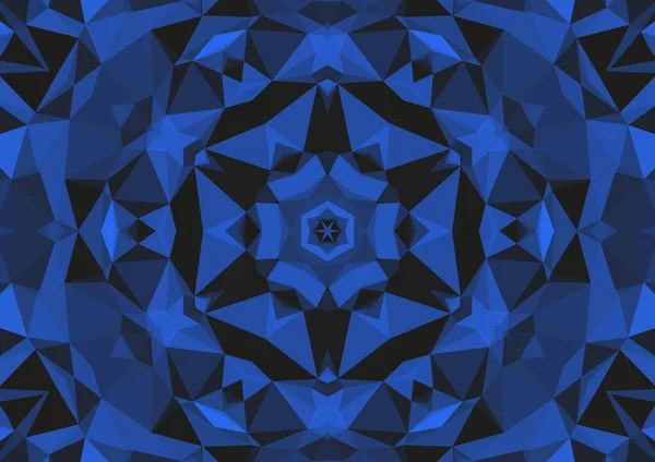 Ročník Dekorativní Modré Pozadí Geometrickým Abstraktním Kaleidoskopickým Symetrickým Vzorem — Stock fotografie