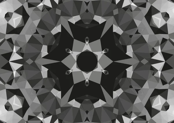 Vintage Dekorativen Monochromen Hintergrund Mit Geometrischen Abstrakten Kaleidoskopischen Symmetrischen Muster — Stockfoto