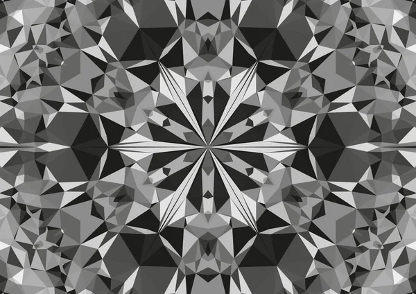 Fondo Monocromo Decorativo Vintage Con Patrón Simétrico Caleidoscópico Abstracto Geométrico —  Fotos de Stock