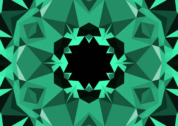 Vintage Dekorativen Grünen Hintergrund Mit Geometrischen Abstrakten Kaleidoskopischen Symmetrischen Muster — Stockfoto