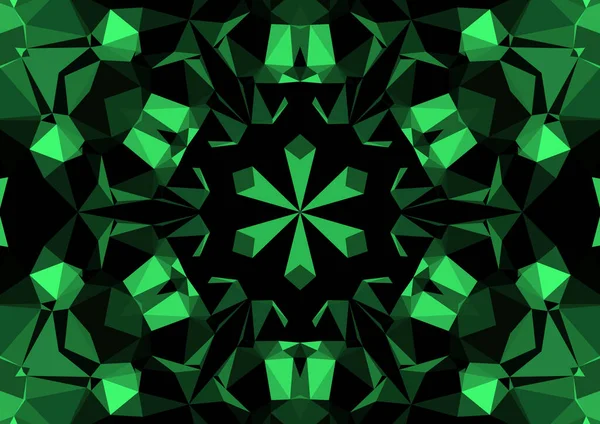 Fundo Verde Decorativo Vintage Com Padrão Simétrico Caleidoscópico Abstrato Geométrico — Fotografia de Stock