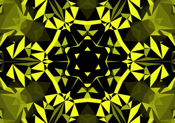 Vintage Dekorativen Gelben Hintergrund Mit Geometrischen Abstrakten Kaleidoskopischen Symmetrischen Muster — Stockfoto