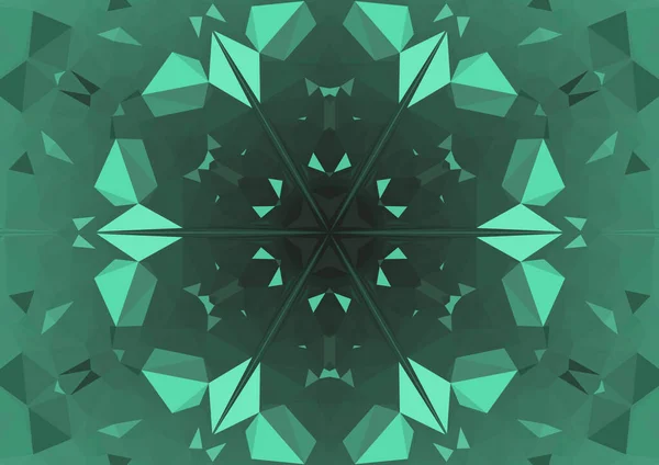 Vintage Decorative Green Background Geometric Abstract Kaleidoscopic Symmetrical Pattern — Stock Photo, Image