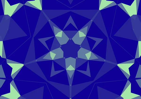 Vintage Dekoracyjny Niebieski Tło Geometryczny Abstrakcyjny Kalejdoskopowy Symetryczny Wzór — Zdjęcie stockowe