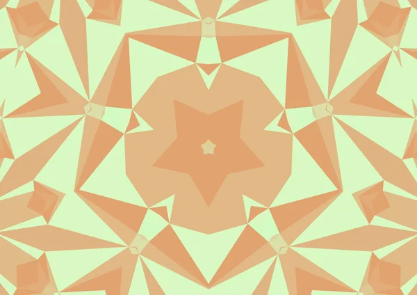 Vintage Decorative Orange Background Geometric Abstract Kaleidoscopic Symmetrical Pattern — Stock Photo, Image