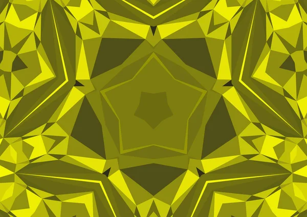 Vintage Dekoracyjny Żółty Tło Geometryczny Abstrakcyjny Kalejdoskopowy Symetryczny Wzór — Zdjęcie stockowe