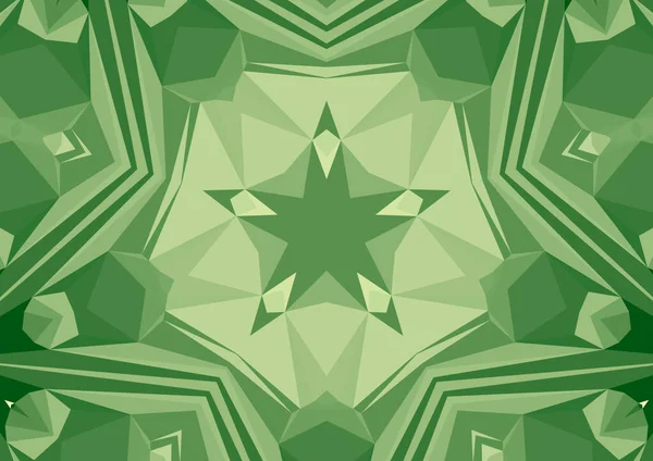 Vintage Dekorativen Grünen Hintergrund Mit Geometrischen Abstrakten Kaleidoskopischen Symmetrischen Muster — Stockfoto