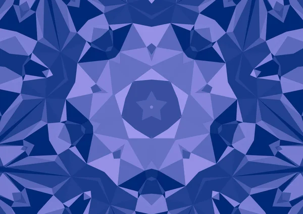 Ročník Dekorativní Modré Pozadí Geometrickým Abstraktním Kaleidoskopickým Symetrickým Vzorem — Stock fotografie