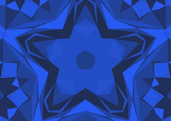 Vintage Fond Bleu Décoratif Avec Motif Géométrique Abstrait Kaléidoscopique Symétrique — Photo