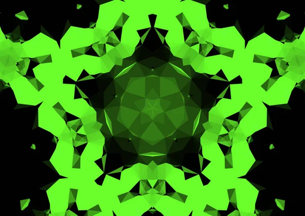 Vintage Decorative Green Background Geometric Abstract Kaleidoscopic Symmetrical Pattern — Stock Photo, Image