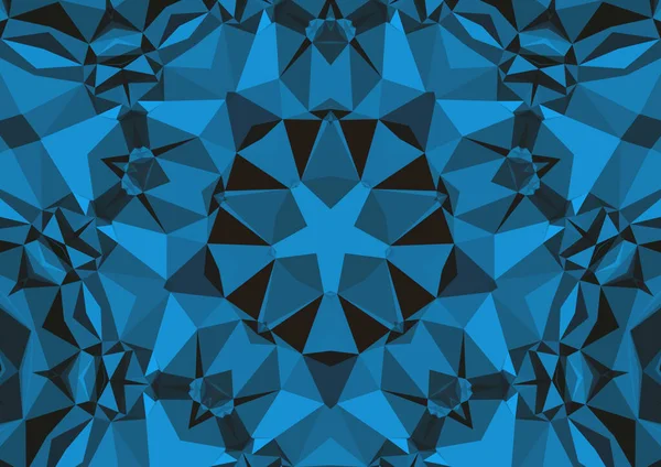 Vintage Dekoratív Kék Háttér Geometriai Absztrakt Kaleidoszkópos Szimmetrikus Minta — Stock Fotó