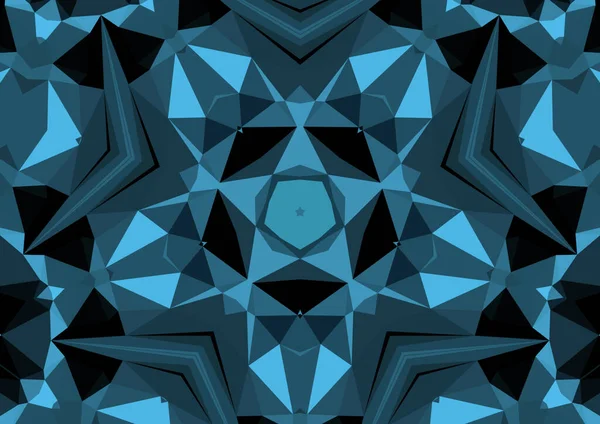 Vintage Dekoratív Kék Háttér Geometriai Absztrakt Kaleidoszkópos Szimmetrikus Minta — Stock Fotó
