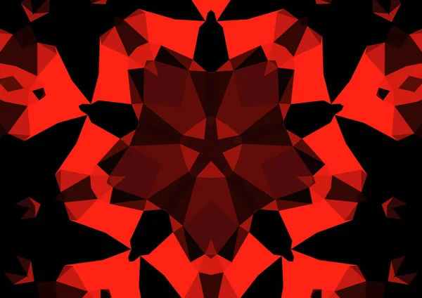 Vintage Decorative Red Background Geometric Abstract Kaleidoscopic Symmetrical Pattern — Stock Photo, Image