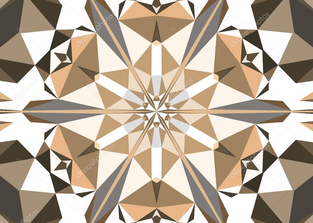 Vintage decorative background with geometric abstract kaleidoscopic symmetrical pattern