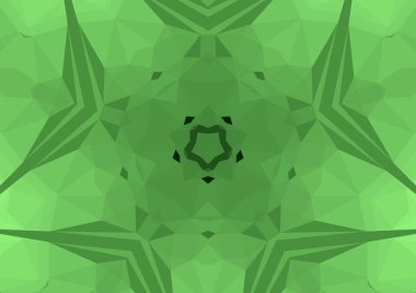 Geometrik soyut kaleydoskopik simetrik desenli klasik dekoratif yeşil arkaplan