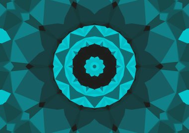 Geometrik soyut kaleydoskopik simetrik desenli klasik dekoratif mavi arkaplan