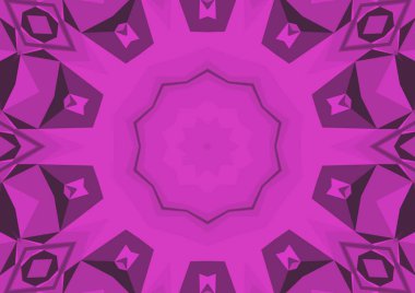 Geometrik soyut kaleydoskopik simetrik desenli klasik dekoratif pembe arkaplan
