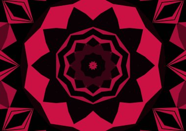 Geometrik soyut kaleydoskopik simetrik desenli klasik dekoratif kırmızı arkaplan