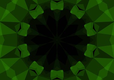 Geometrik soyut kaleydoskopik simetrik desenli klasik dekoratif yeşil arkaplan