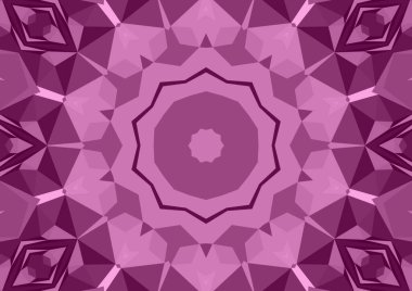 Geometrik soyut kaleydoskopik simetrik desenli klasik dekoratif pembe arkaplan