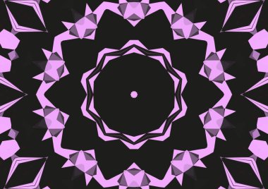 Geometrik soyut kaleydoskopik simetrik desenli klasik dekoratif pembe arkaplan