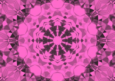 Geometrik soyut kaleydoskopik simetrik desenli klasik dekoratif pembe arkaplan