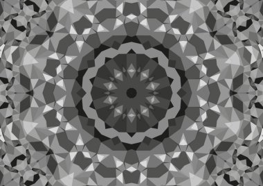 Geometrik soyut kaleydoskopik simetrik desenli klasik dekoratif tek renkli arkaplan