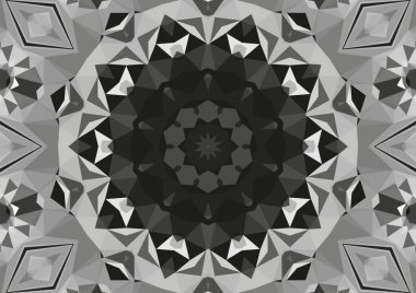 Geometrik soyut kaleydoskopik simetrik desenli klasik dekoratif tek renkli arkaplan