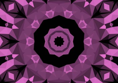 Geometrik soyut kaleydoskopik simetrik desenli klasik dekoratif pembe arkaplan