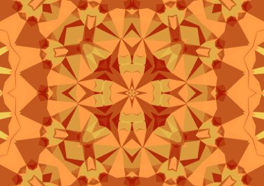 Geometrik soyut kaleydoskopik simetrik desenli klasik turuncu arkaplan