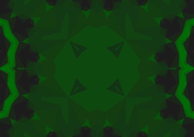 Geometrik soyut kaleydoskopik simetrik desenli klasik dekoratif yeşil arkaplan