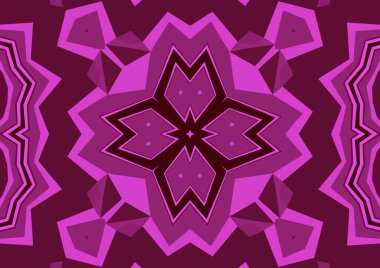 Geometrik soyut kaleydoskopik simetrik desenli klasik dekoratif pembe arkaplan