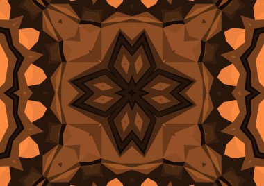 Geometrik soyut kaleydoskopik simetrik desenli klasik turuncu arkaplan