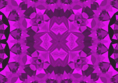 Geometrik soyut kaleydoskopik simetrik desenli klasik dekoratif pembe arkaplan