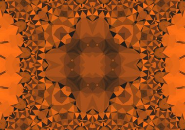 Geometrik soyut kaleydoskopik simetrik desenli klasik turuncu arkaplan