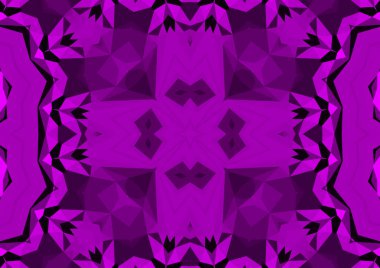 Geometrik soyut kaleydoskopik simetrik desenli klasik dekoratif pembe arkaplan