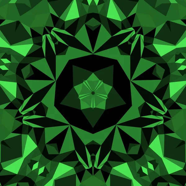 Vintage Dekoracyjne Zielone Tło Geometrycznym Abstrakcyjnym Kalejdoskopowym Symetrycznym Wzorem — Zdjęcie stockowe