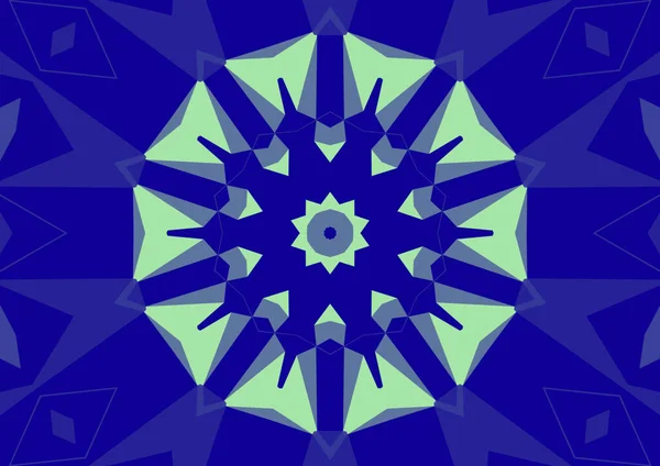 Vintage Διακοσμητικό Μπλε Φόντο Γεωμετρικό Αφηρημένο Καλειδοσκοπικό Συμμετρικό Μοτίβο — Φωτογραφία Αρχείου