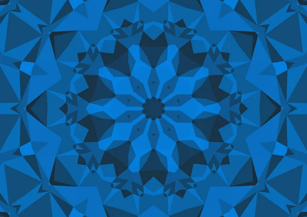 Fundo Azul Decorativo Vintage Com Padrão Simétrico Caleidoscópico Abstrato Geométrico — Fotografia de Stock